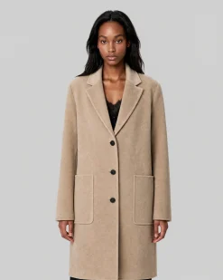 Manteau double face en laine mélangée beige