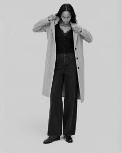 Manteau double face en laine mélangée beige