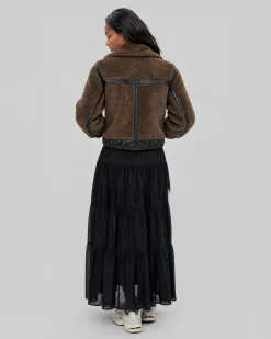 Manteau en fausse fourrue reversible kaki et noir