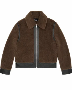 Manteau en fausse fourrue reversible kaki et noir