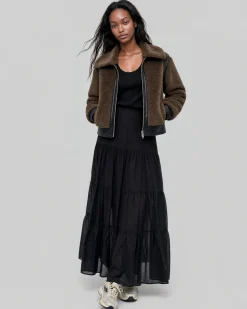 Manteau en fausse fourrue reversible kaki et noir