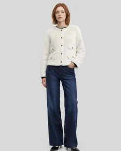 Manteau en fausse fourrure ecru