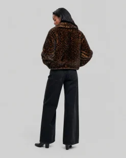 Manteau en fausse fourrure imprimé léopard