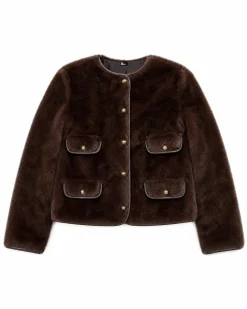 Manteau en fausse fourrure marron
