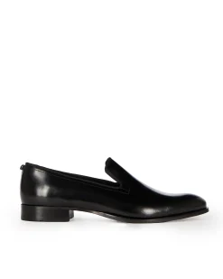 Mocassins en cuir brillant noirs