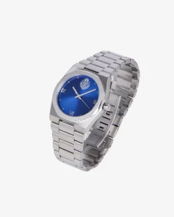 Montre avec Blazon argentée cadran bleu
