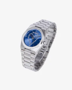 Montre avec coeur cadran bleu