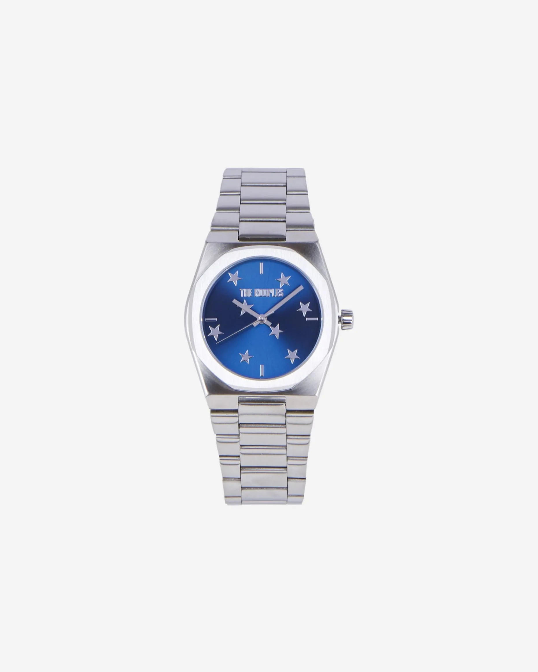 Montre avec étoiles argentée cadran bleu