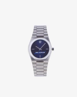 Montre What Is argentée cadran bleu