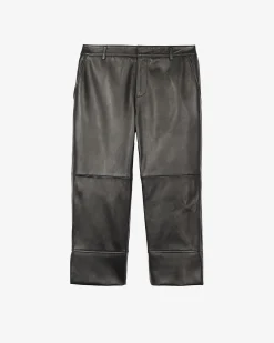 Pantalon capri en cuir noir
