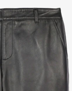 Pantalon capri en cuir noir