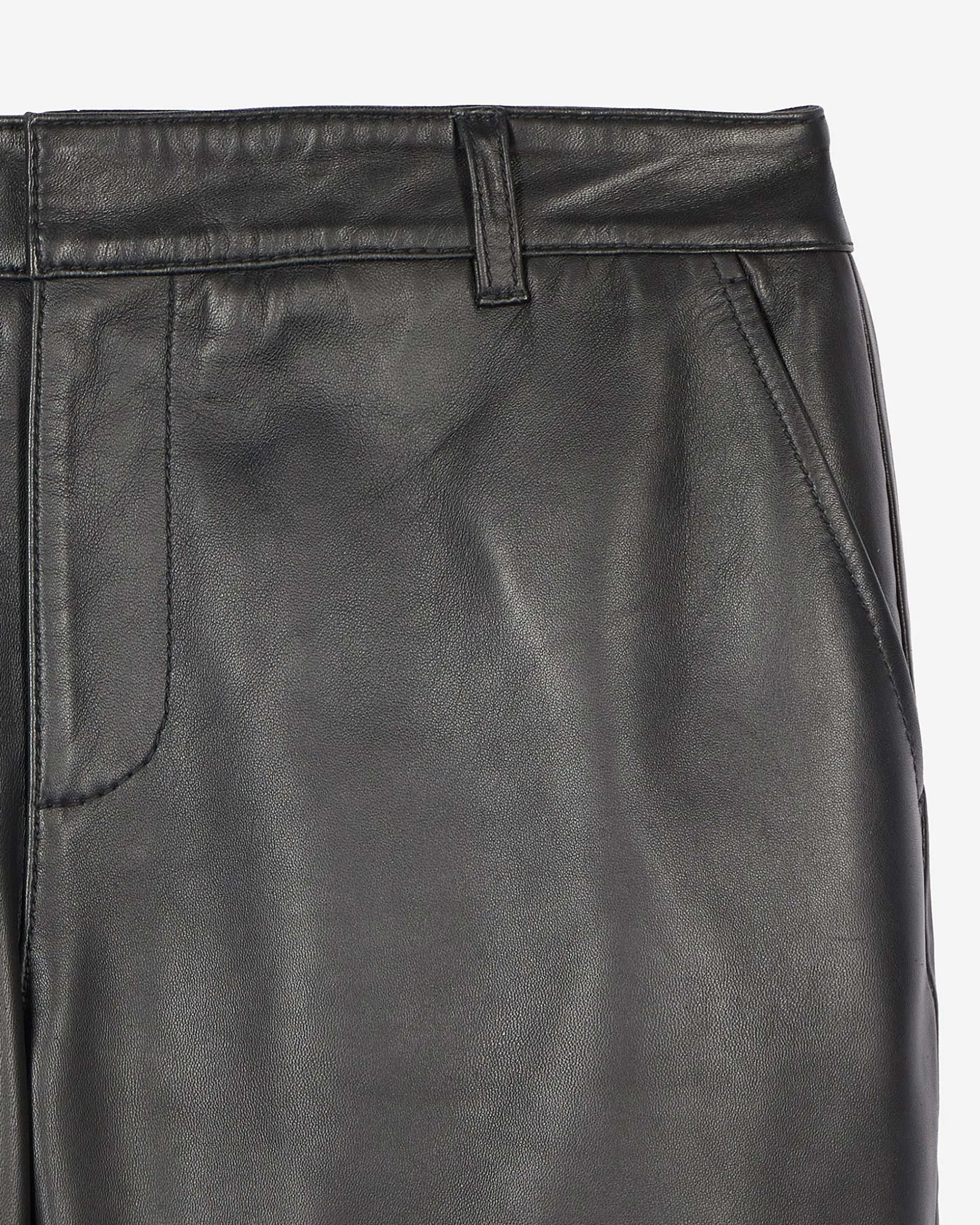 Pantalon capri en cuir noir