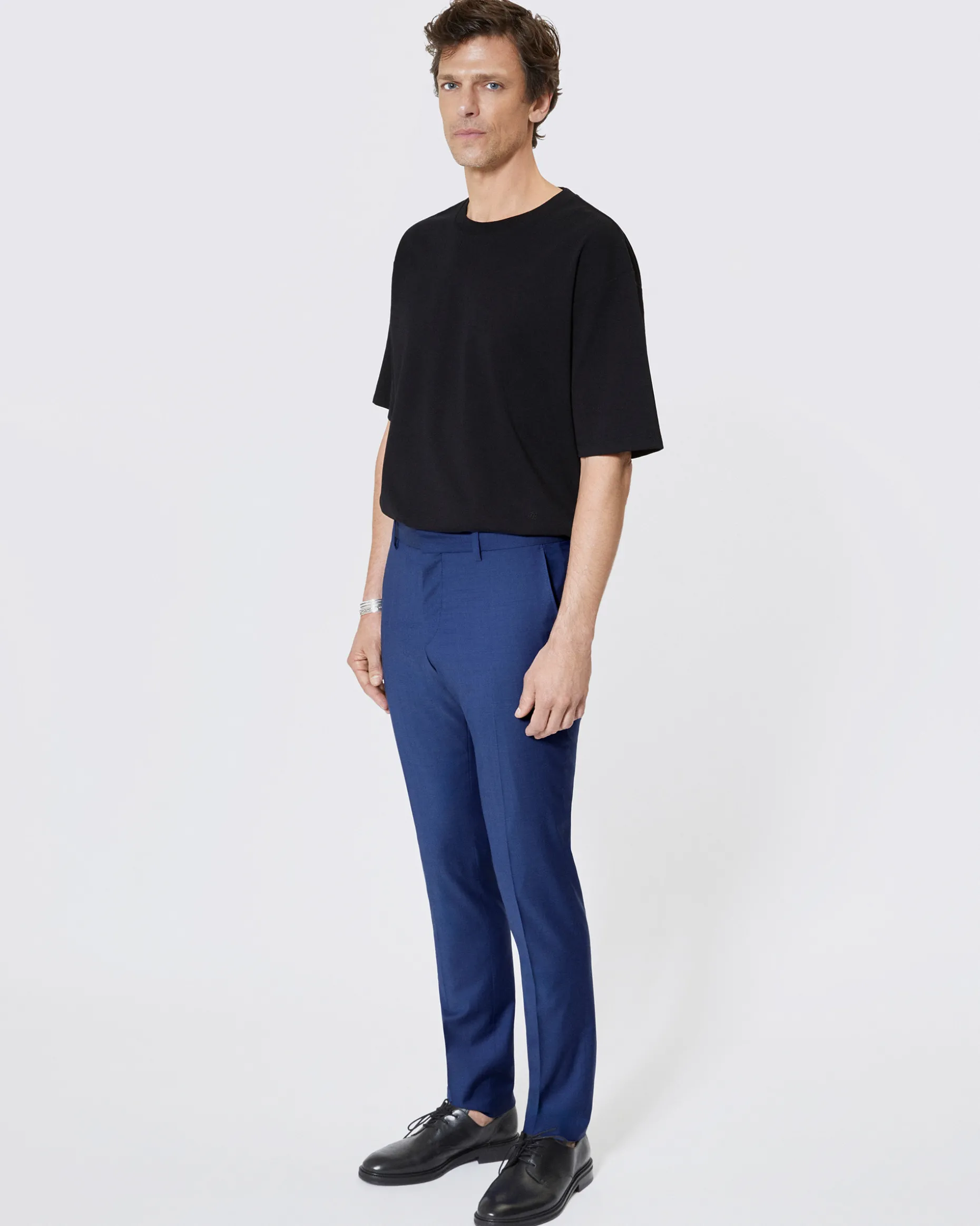 Pantalon de costume ajusté bleu