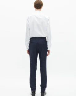 Pantalon de costume ajusté en laine marine