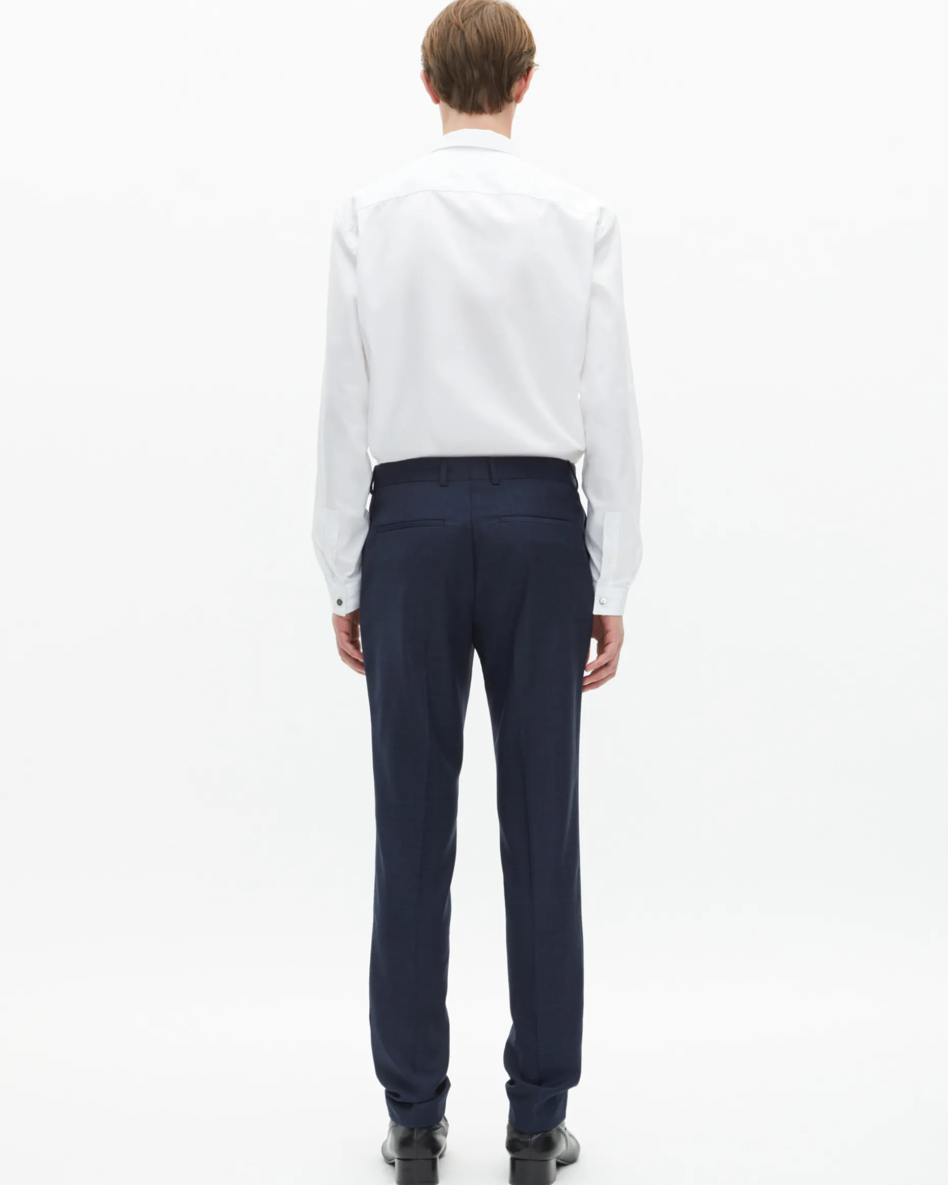 Pantalon de costume ajusté en laine marine