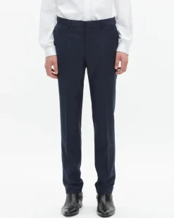 Pantalon de costume ajusté en laine marine