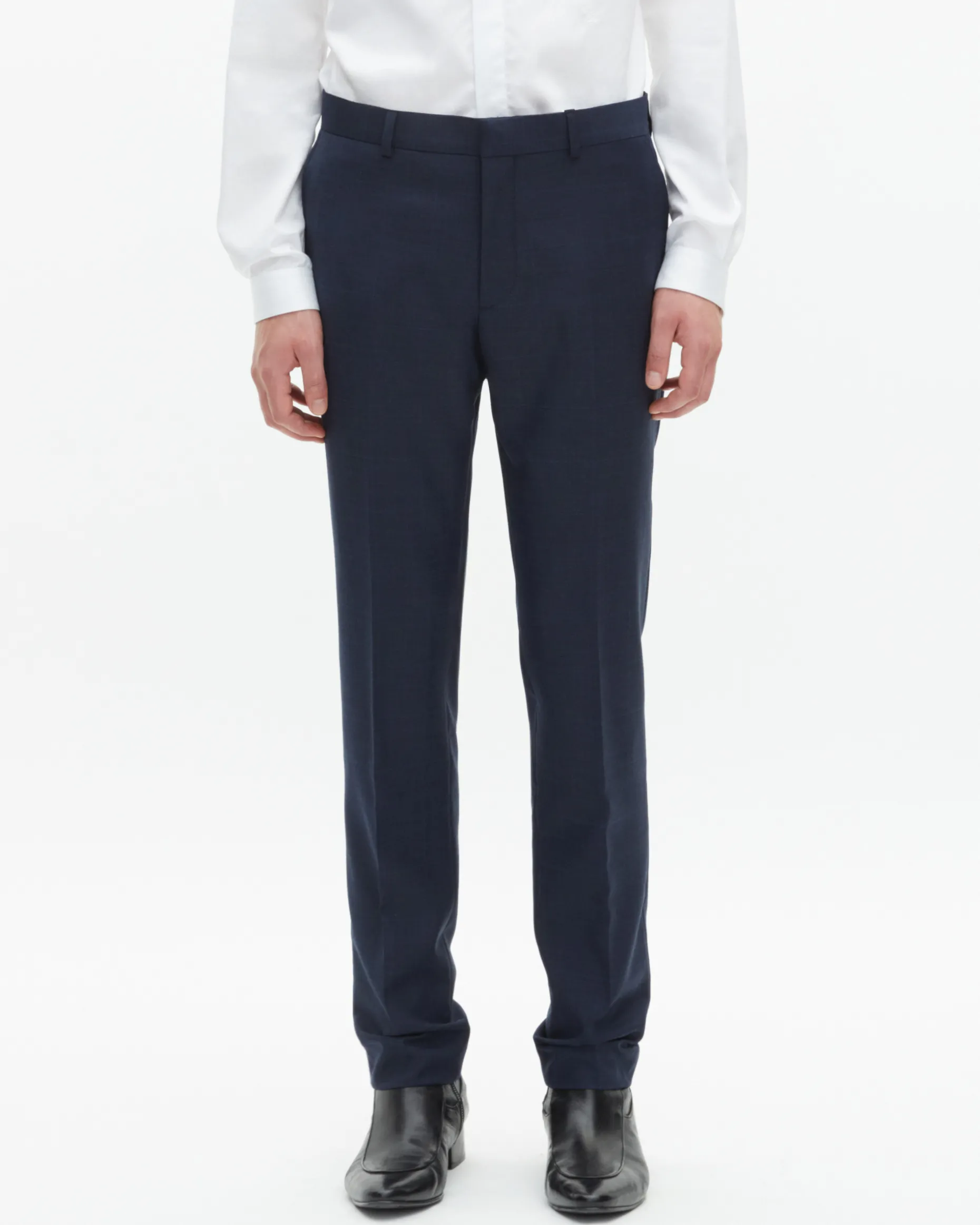 Pantalon de costume ajusté en laine marine