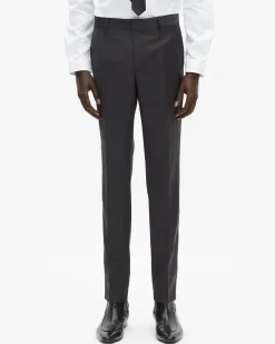 Pantalon de costume ajusté en laine gris