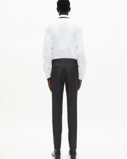Pantalon de costume ajusté en laine gris