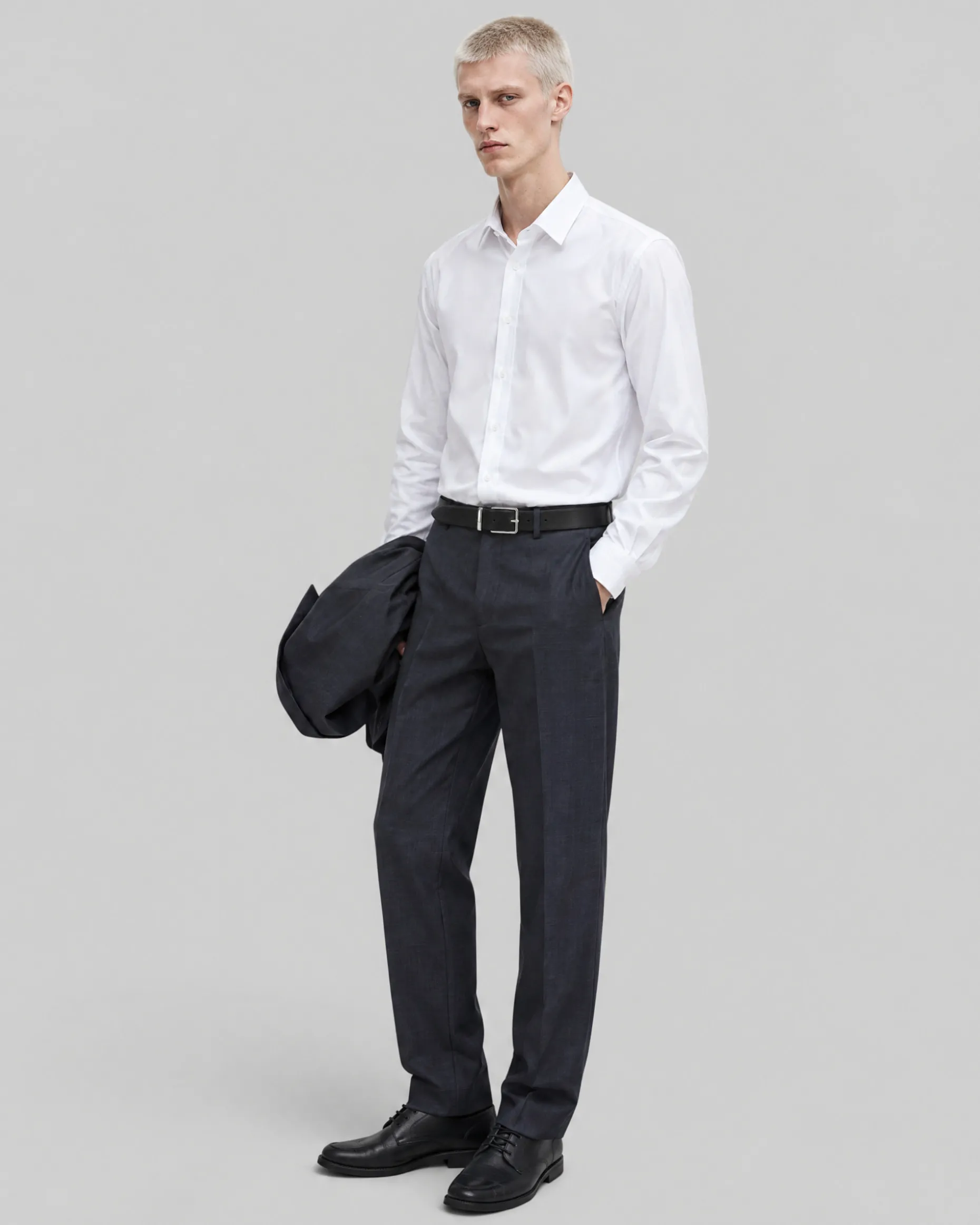 Pantalon de costume ajusté à tartan en laine marine