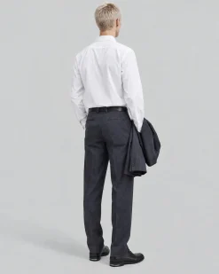 Pantalon de costume ajusté à tartan en laine marine
