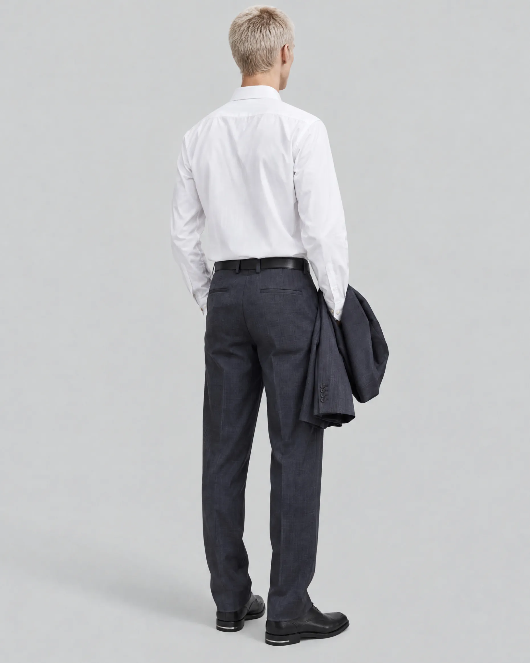 Pantalon de costume ajusté à tartan en laine marine