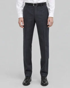 Pantalon de costume ajusté à tartan en laine marine