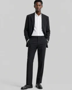 Pantalon de costume droit en laine noir