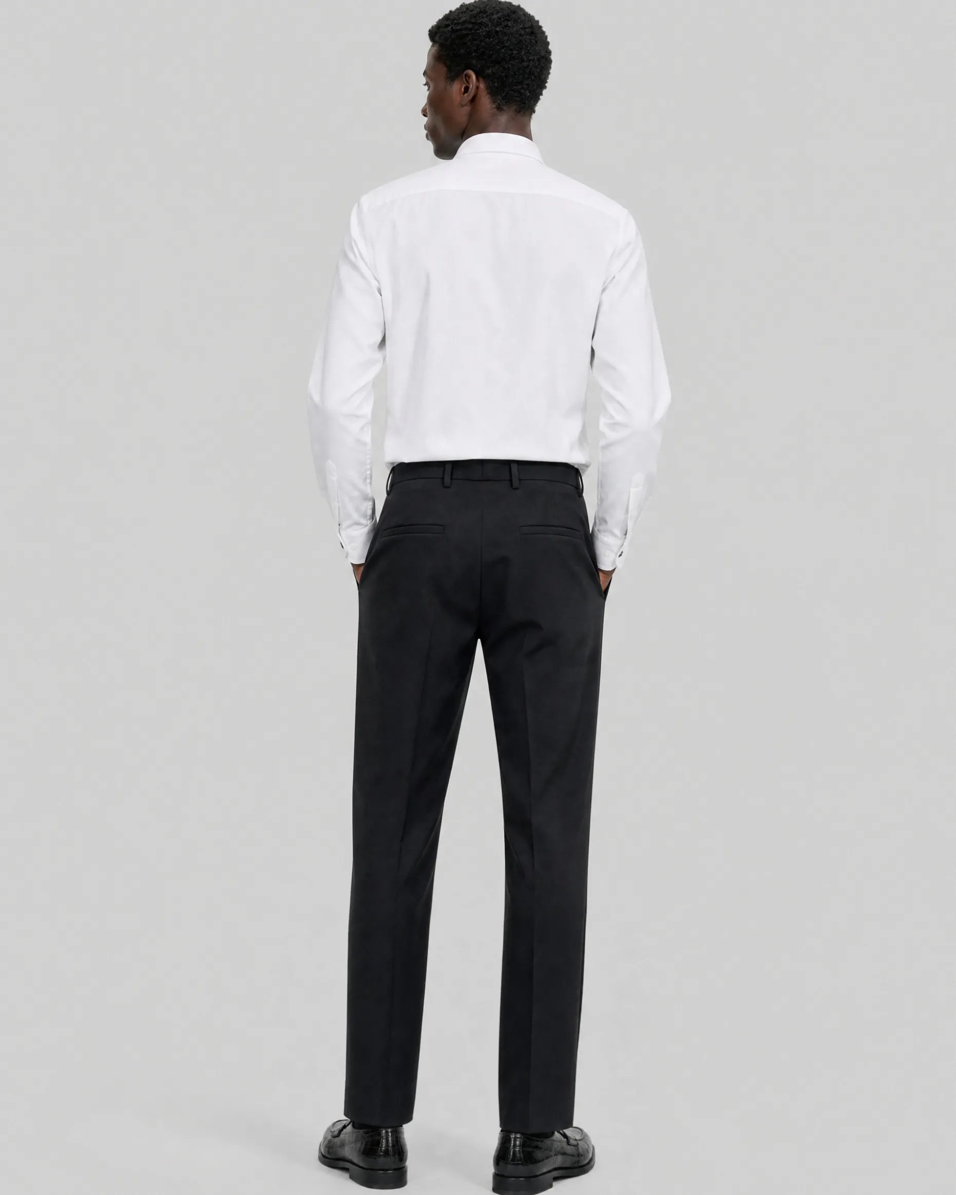 Pantalon de costume droit en laine noir