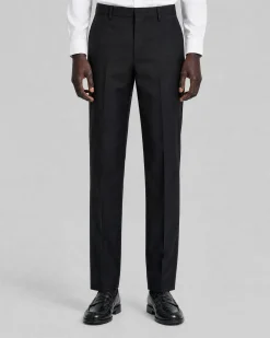 Pantalon de costume droit en laine noir