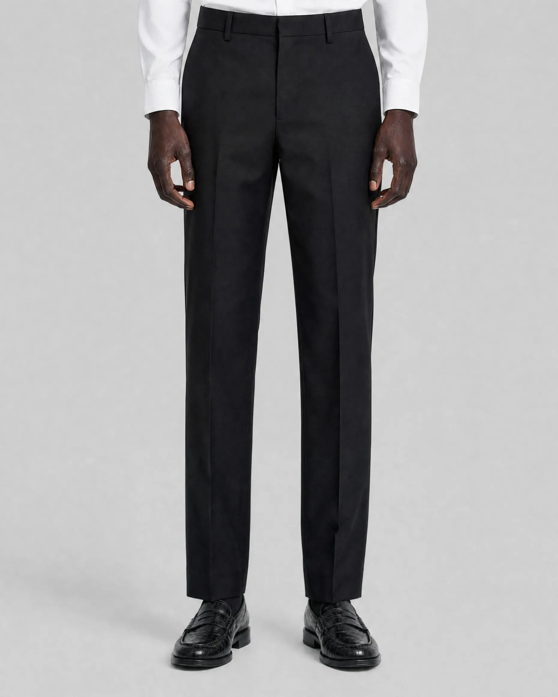 Pantalon de costume droit en laine noir