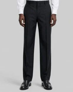 Pantalon de costume droit en laine gris anthracite