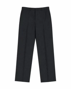 Pantalon de costume droit en laine gris anthracite