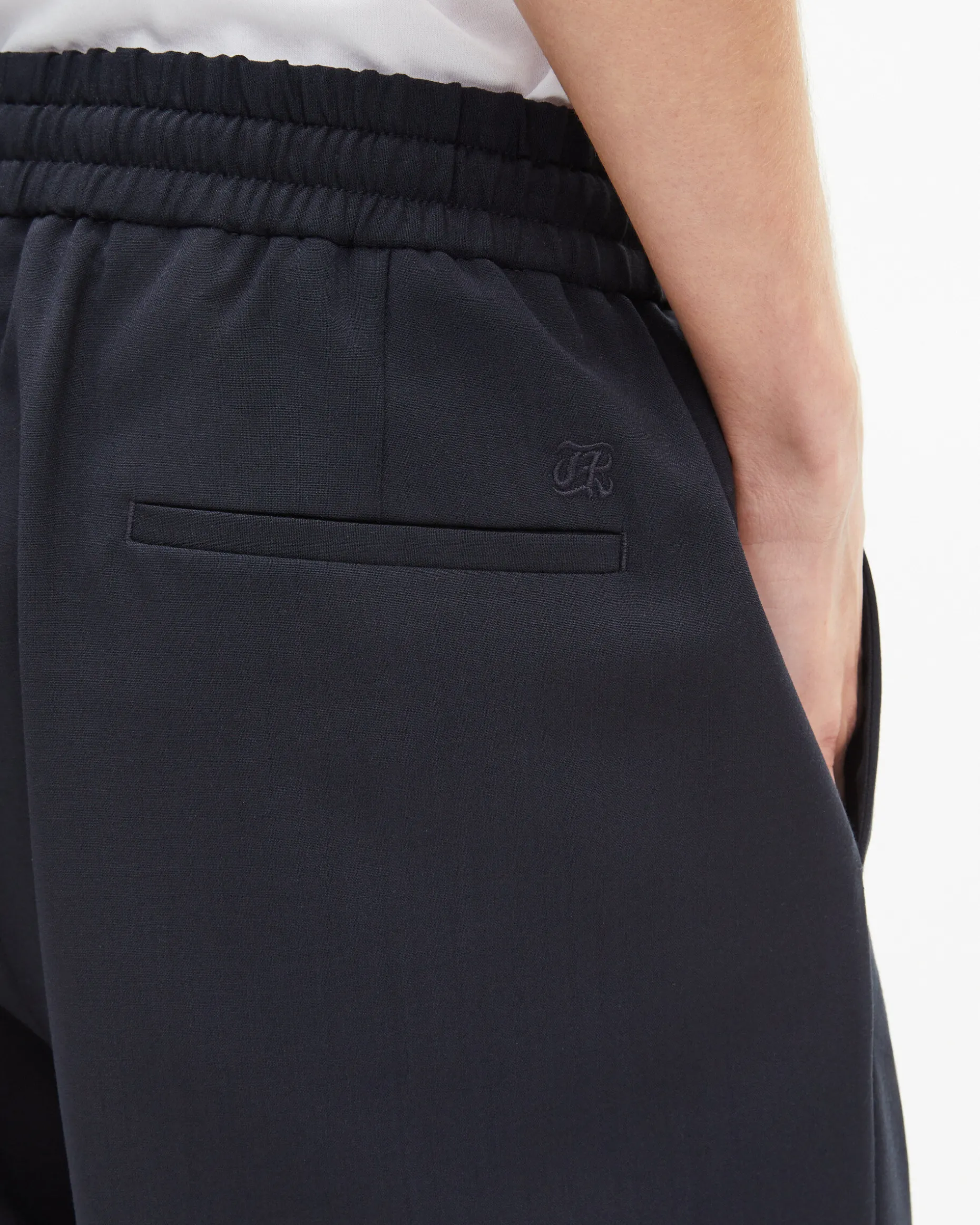 Pantalon de costume droit en laine marine