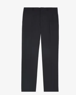 Pantalon de costume droit en laine marine