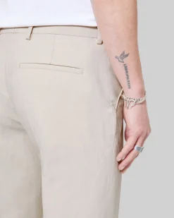 Pantalon de costume en coton lin beige