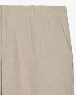 Pantalon de costume en coton lin beige