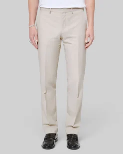 Pantalon de costume en coton lin beige