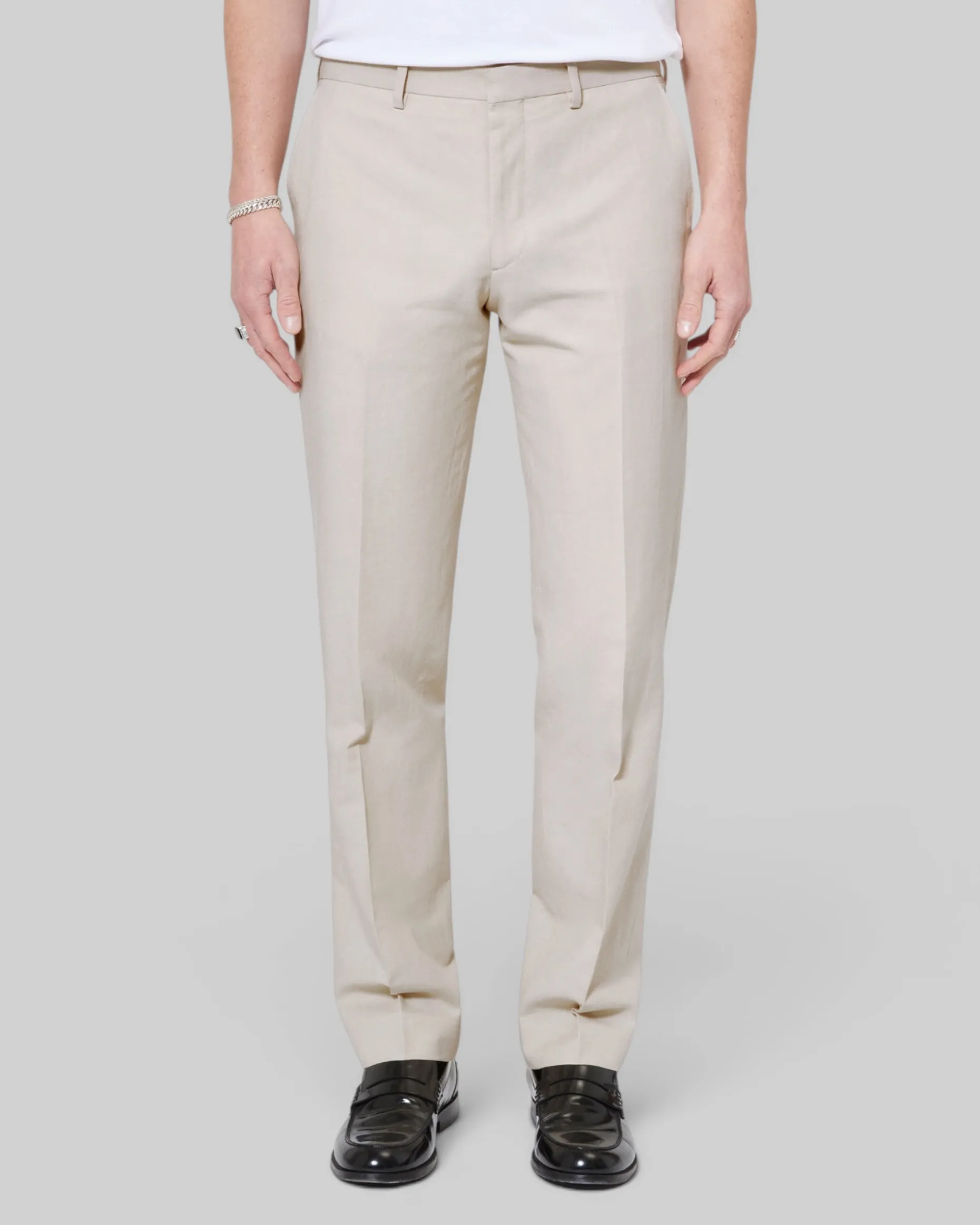 Pantalon de costume en coton lin beige