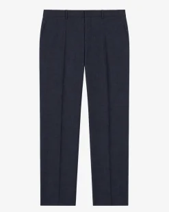 Pantalon de costume en laine ajusté bleu