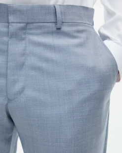Pantalon de costume en laine coupe ajusté bleu