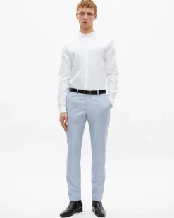 Pantalon de costume en laine coupe ajusté bleu