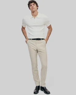 Pantalon de costume en laine coupe ajustée beige