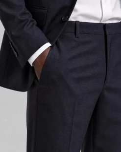 Pantalon de costume en laine droit marine