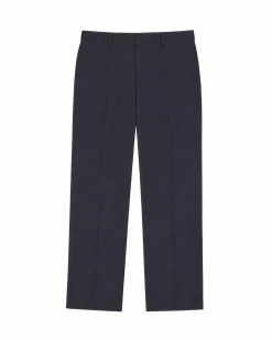 Pantalon de costume en laine droit marine