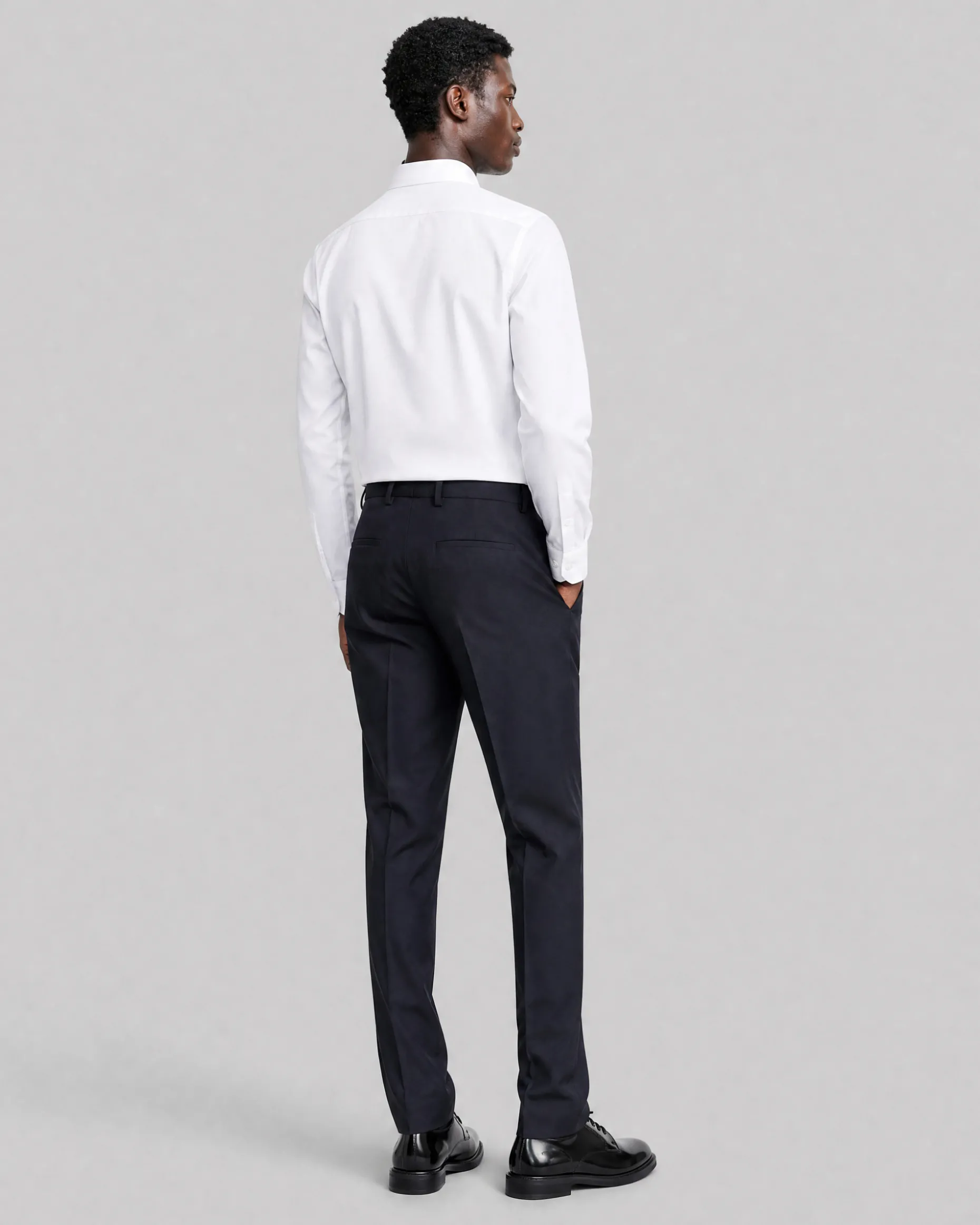 Pantalon de costume en laine droit marine
