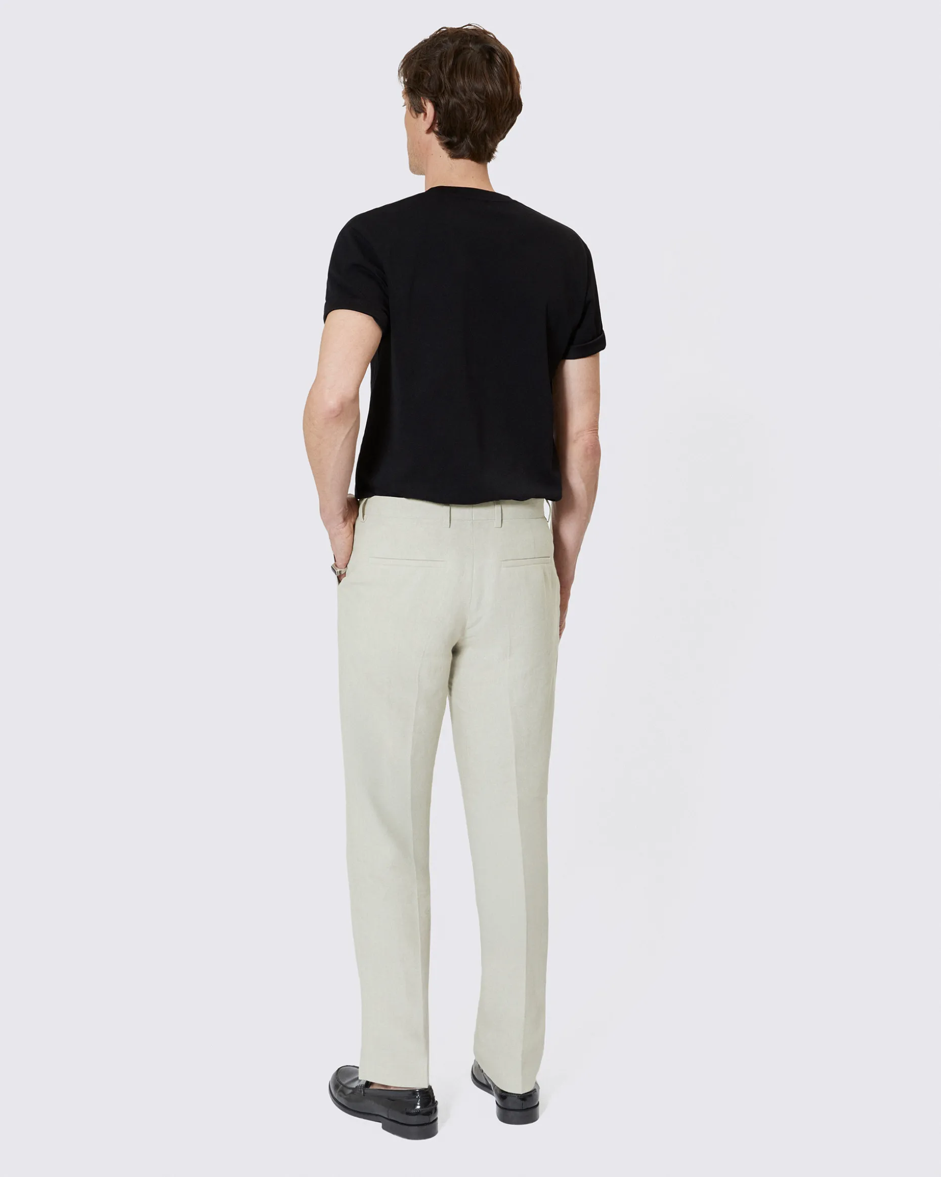 Pantalon de costume en lin beige