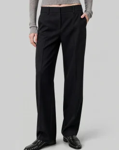 Pantalon de tailleur ajusté en laine noir