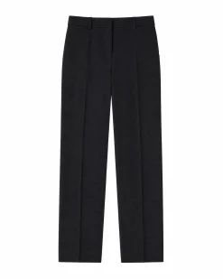 Pantalon de tailleur ajusté en laine noir