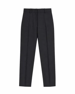 Pantalon de tailleur ajusté en laine marine